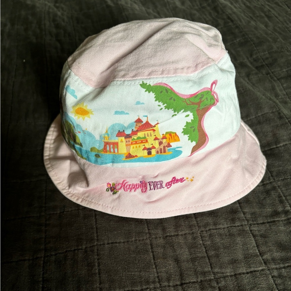 Disney Parks Yth Pink Bucket Hat Once Upon a Time Happily Ever After 55cm Cotton